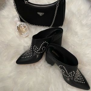 NWT Express vegan leather studded mules sz 8